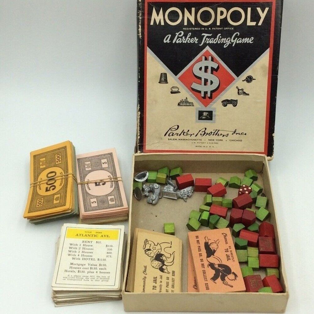 Vintage 1947 Monopoly Parker Brothers Game Cards Houses Money No Board